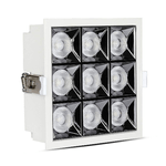 LEDLUX Faretto Led Da Incasso Quadrato 36W (9X4W) UGR<19 Riflettore 38° CRI>90 (Bianco Freddo 5700K)