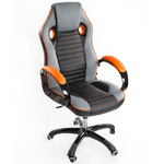 Poltrona da Ufficio Presidenziale Modello Sport Racing ideale per Gaming colore nero grigio e arancio