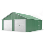 Container deposito auto 666x724cm x h3,80m - 810KG - 48,22 mq box lamiera capanno in Acciaio Zincato con doppia saracinesca - VERDE