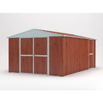 Box giardino attrezzi 360x430m x h2.10m - 185KG - 15,48mq garage in lamiera di Acciaio Zincata - LEGNO