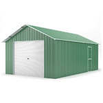 Box auto lamiera 438x724 cm x h3,31 m - 585KG - 31,7 mq capanno in Acciaio Zincato con saracinesca - VERDE