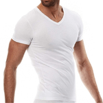 Trade Shop Traesio-maglia Da Uomo Intima Manica Corta Scollo A V Taglia 6/xl 100% Cotone Bianca -