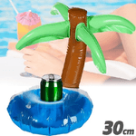 Trade Shop Traesio-porta Bibite Gonfiabile Isola Con Palma Galleggiante Porta Lattina Piscina 30 Cm -