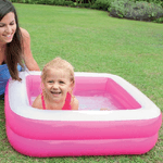 Trade Shop Traesio-piscina Gonfiabile Per Bambini Baby Quadrata 2 Anelli Rosa 85 X 85 X 23 Cm -