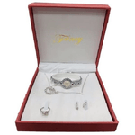 Trade Shop Traesio-set Regalo Per Donna Orologio Orecchini Collana Anello In Cofanetto Elegante -