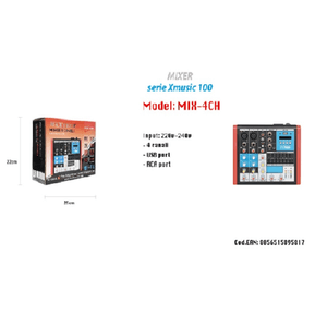 Maxtech-mixer Audio 4ch Equalizzatore 2 Ingressi Mic Xlr Phantom Usb Mp3 Display Maxtech Mix-4ch -