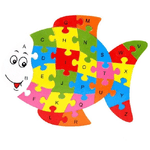 Trade Shop Traesio-3d Puzzle Legno Forma Di Pesce Educativo Lettere Numeri Bambini Imparare -