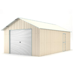 Box deposito auto lamiera 438x724cm x h3,31m - 585KG - 31,7 mq capanno in Acciaio Zincato con saracinesca - BEIGE