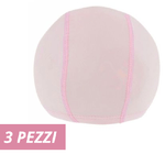 Trade Shop Traesio-3 Pz Cuffia Piscina Mare Nuoto Pressata Monocolore Rosa Con Fascia Elastica 2 Cm -