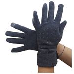 Trade Shop Traesio-guanti Tessuto Cotone Donna Grigio Fiocco Glitter Taglia 8 1/2 Gloves Fodera -