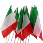 Trade Shop Traesio-3 Bandiere Con Asta 45x30 Italia Italiana Tricolore Nazionale Mondiali Europei -