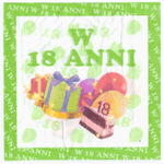 Trade Shop Traesio-set 36 Pezzi Tovaglioli Di Carta Feste 18 Anni Verde Bianco 33x33cm Usa E Getta -