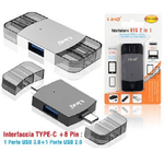 Linq-adattatore Otg 2in1 Type-c + Lightning + 2xusb Femmina Otg-u829 Trasferimento Dati -