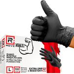 Rmove 10 Confezioni da 100 Pezzi Taglia L 8.5gr da Lavoro Guanti Nitrile Nero Senza Polvere Full Gri