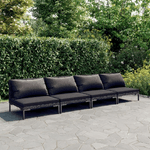 Set Divani da Giardino 4pz con Cuscini Polyrattan Grigio Scuro