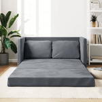 Divano Letto da Terra 2 in 1 Grigio Scuro 122x204x55 cm Velluto