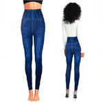 Trade Shop Traesio-leggings Termici N9050 Effetto Denim Ruinur Mod. Maia Con Interno Felpato Blu -    Xl-xxl