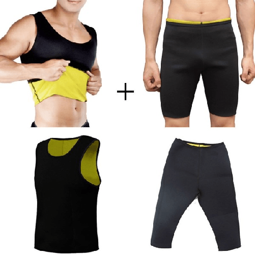 Trade Shop Traesio-canotta + Pantalone Snellente Uomo Hot Shapers Training Dimagrante Palestra Tg. -    Xxxl