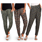 Trade Shop Traesio-pack Da 3 Pantaloni Da Donna Alla Turca Ass. Floreal Fantasia Fiori -    Xl-xxl