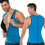 Trade Shop Traesio-canotta Snellente Uomo Con Zip Shapers Dimagrante Riduci Peso Neotex Azzurra -    M