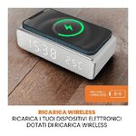 Techmade Sveglia con Ricarica Wireless per Smartphone 15W Silver