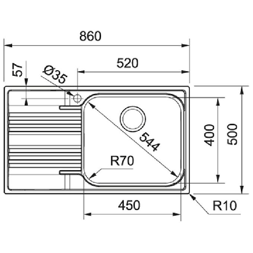 Franke-Smart-SRX-611-86-LB-Lavello-ad-incasso-Rettangolare-Acciaio-inossidabile