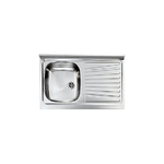 Lavello MONDIAL appoggio 80X50 1 vasca sinistra+ gocciolatoio ACCIAIO INOX