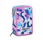 Seven Astuccio Scuola 3 Zip Fucsia Viola Verde Acqua Custom Cloud