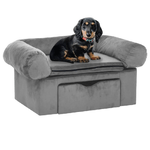 vidaXL Divano per Cani con Cassetto Grigio 75x50x38 cm in Peluche