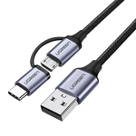 Ugreen Cavo Usb-A a Micro Usb  Usb Type C 1mt Nero