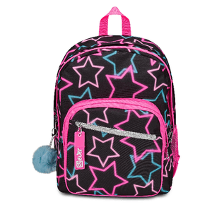 Seven SJ Ever Zaino Scuola Doppio Scomparto Nero e Rosa StarShaped Girl