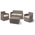 MIA LOUNGE SET con cuscini Poltrone 66,5x67x75,5h Divano 135X72X76h Tavolo contenitore 80X60X42h Cappuccino