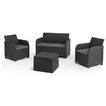 ROSALIE LOUNGE SET con cuscini Poltrone 65x63x74h Divano 113x65x74h Tavolino contenitore 55,5x55,5x42h Grafite