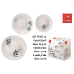 Bormioli Servizio di piatti per 6 persone 18 Pezzi Bianco Moon Botanica Blu