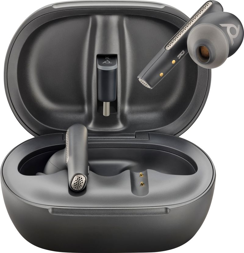 POLY-Auricolari-nerofumo-Voyager-Free-60--UC---Adattatore-BT700-USB-C---Custodia-di-ricarica-touchscreen