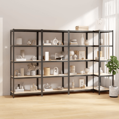 vidaXL Scaffali 5 Ripiani 4pz Antracite in Acciaio e Legno Multistrato