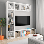 vidaXL Set Mobili Libreria/Porta TV 3 pz Bianco 180x30x180 cm