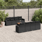 vidaXL Set Divani da Giardino 9 pz con Cuscini Nero in Polyrattan