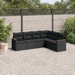 vidaXL Set Divano da Giardino 6 pz con Cuscini Nero in Polyrattan