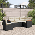 vidaXL Set Divani da Giardino 5 pz con Cuscini in Polyrattan Nero