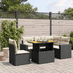 vidaXL Set Divano da Giardino 6 pz con Cuscini Nero in Polyrattan