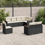 vidaXL Set Divani da Giardino con Cuscini 8 pz Nero in Polyrattan