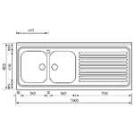 CM-Rossana-150x60-2V-Lavello-ad-incasso-Rettangolare-Acciaio-inossidabile