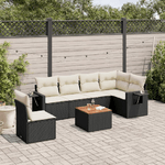 vidaXL Set Divani da Giardino con Cuscini 7pz Nero Polyrattan