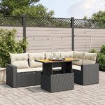 vidaXL Set Divano da Giardino 6 pz con Cuscini Nero in Polyrattan