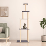 vidaXL Albero per Gatti con Tiragraffi in Sisal Grigio Scuro 183 cm