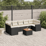 vidaXL Set Divani da Giardino con Cuscini 8 pz Nero in Polyrattan