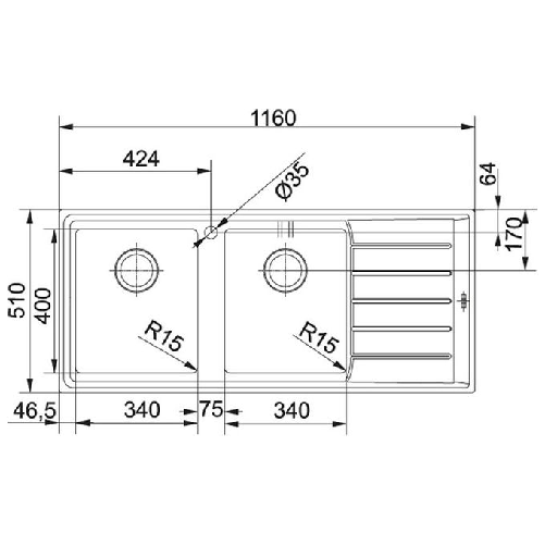 Franke-NPX-621-Lavello-montato-su-piano-Rettangolare-Acciaio-inossidabile