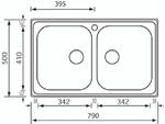 Lavello-ZENITH-210-79x50-2-vasche-ACCIAIO-INOX