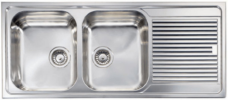 Lavello-ZENITH-116x50-2-vasche-sinistre--gocciolatoio-ACCIAIO-INOX